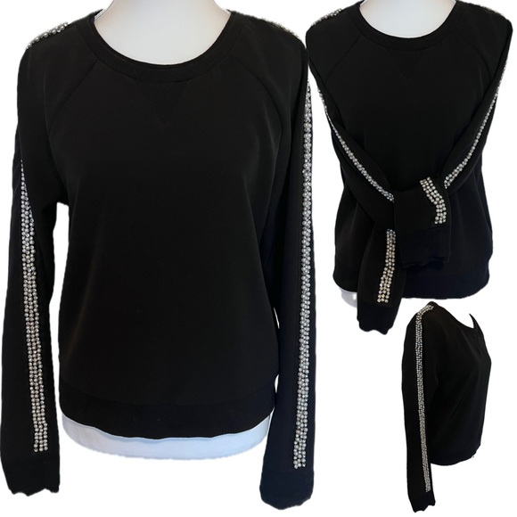 Pearl Rhinestone Embellishment on arms Juicy Couture Ribbed V &cuff detail Small - Picture 2 of 14